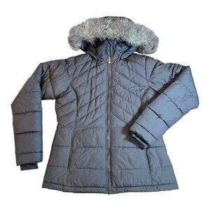 Columbia Hooded Removable Faux Fur Puffer Winter Coat Black Women's Size S